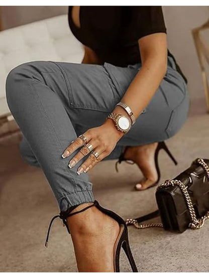 Pantalones de mujer estilo jogger cargo ajustados — Pantalones elásticos entallados estilo utilitario