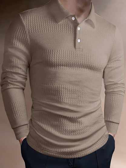 Polo Homme d'Été à Revers Jacquard – Coupe Slim Manches Courtes