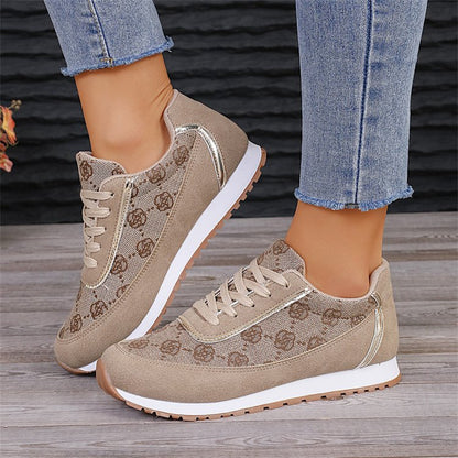 Zapatillas con cordones y estampado floral para mujer Loom & Soul – Calzado informal y ligero de PU para caminar y correr
