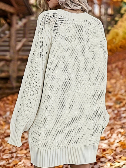 Suéter Vika para mujer - Jersey de punto midi holgado con cuello redondo