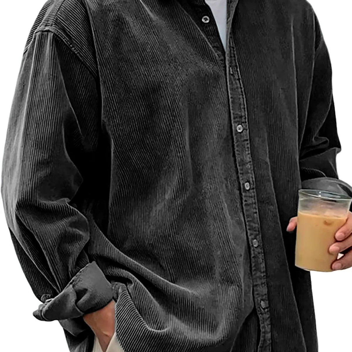 Chaqueta de Pana para Hombre – Abrigo Casual de Otoño de Corte Holgado