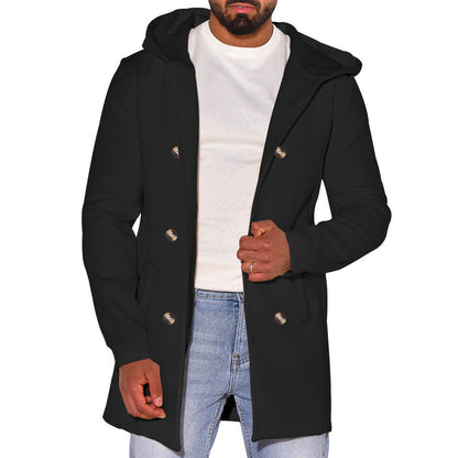 Gabardina de Lana Delgada con Capucha para Hombre – Estilo Versátil para Toda la Temporada