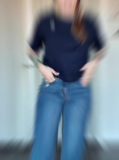 Pantalones vaqueros de mujer de talle alto y pernera ancha – Vaqueros elásticos informales holgados