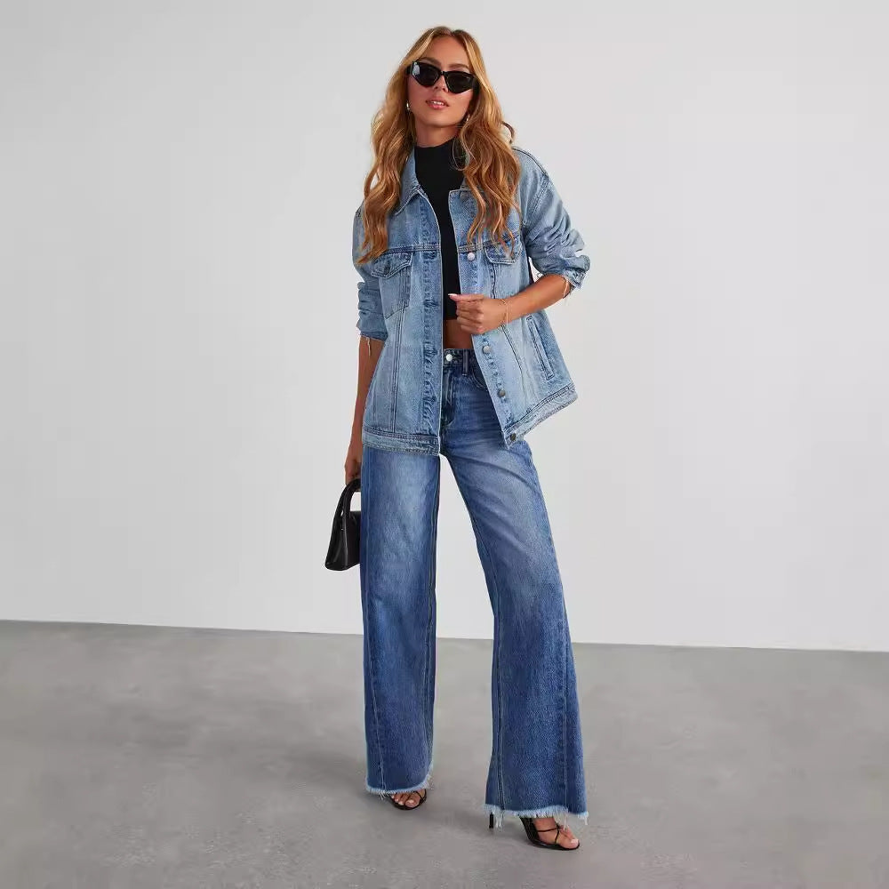Loom & Soul™ Jeans Rectos de Cintura Alta – Pantalones Vaqueros de Mujer de Pierna Ancha de Corte Ajustado
