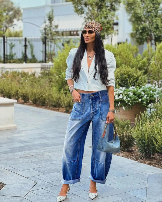 Vaqueros clásicos ajustados para mujer – Denim casual para el día a día (T198)