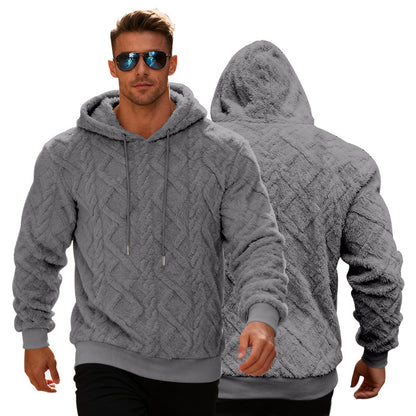 Sudadera con capucha de felpa para hombre - Sudadera holgada de invierno
