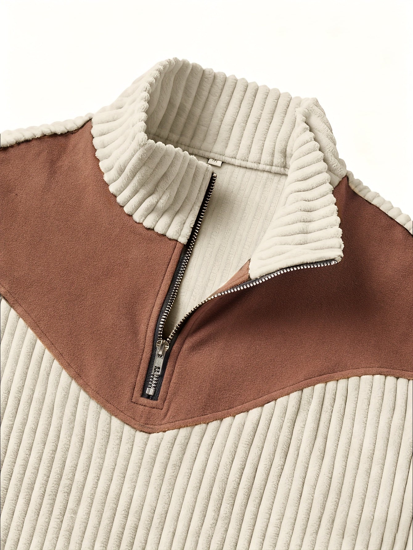 Jersey retro de cuello alto y media cremallera para hombre – Cálido y de canalé