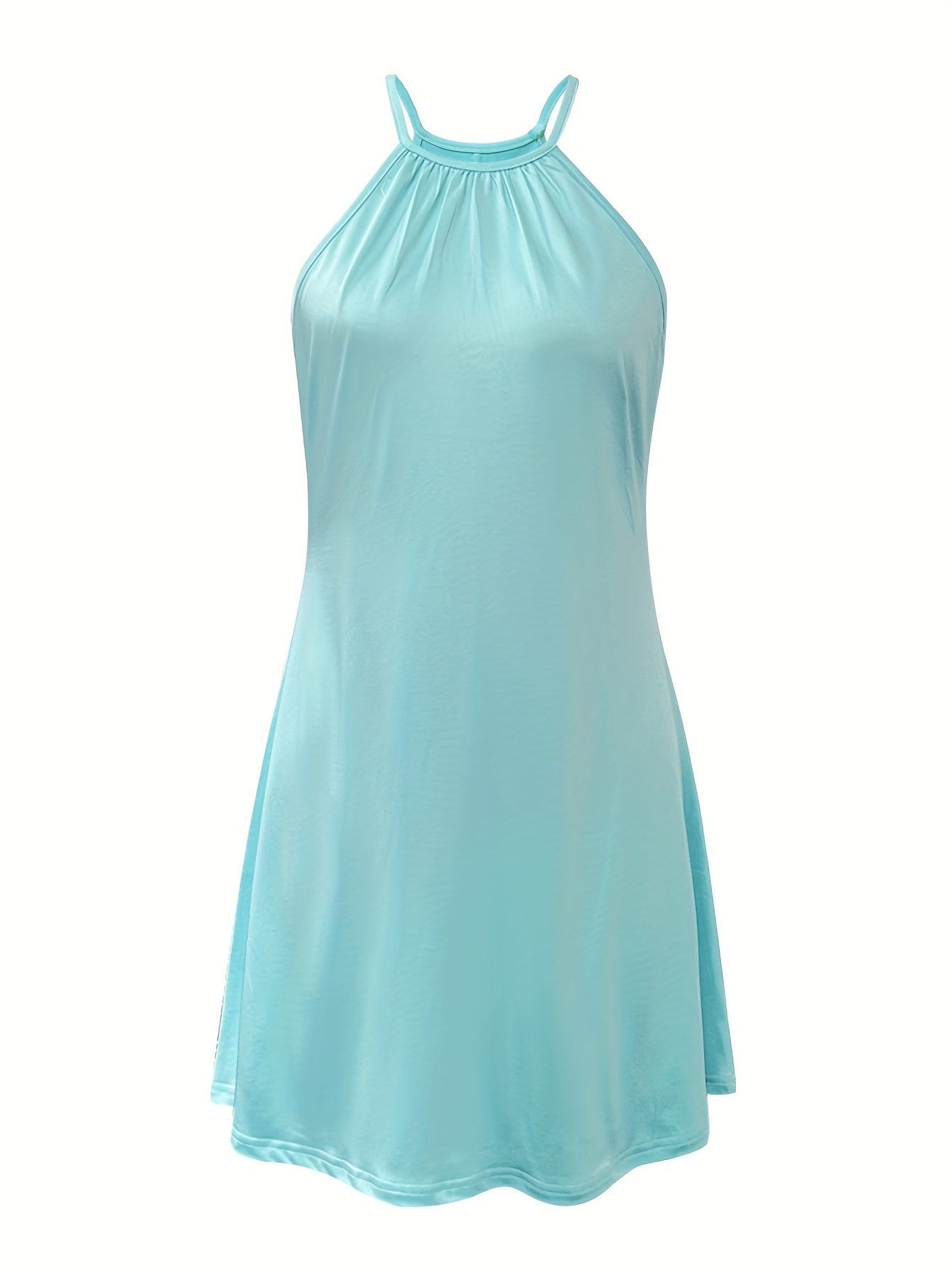 French Elegant Halter Evening Dress – Turquoise Peplum Party Gown