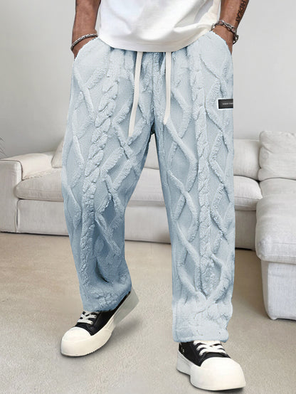 Pantalones de casa de forro polar para hombre – Comodidad cálida de invierno con cordón