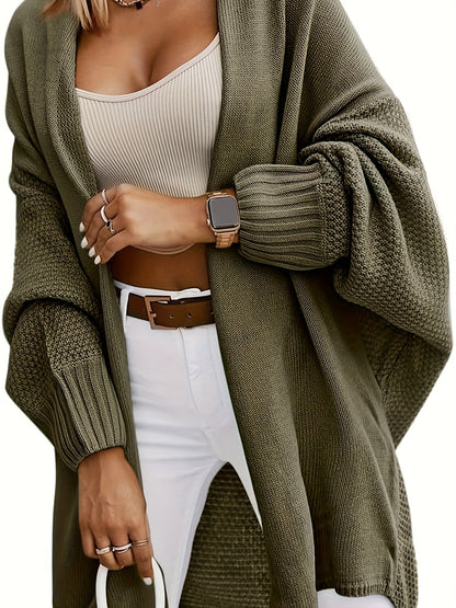 Cárdigan de punto oversize para mujer – Suéter con frente abierto y mangas murciélago