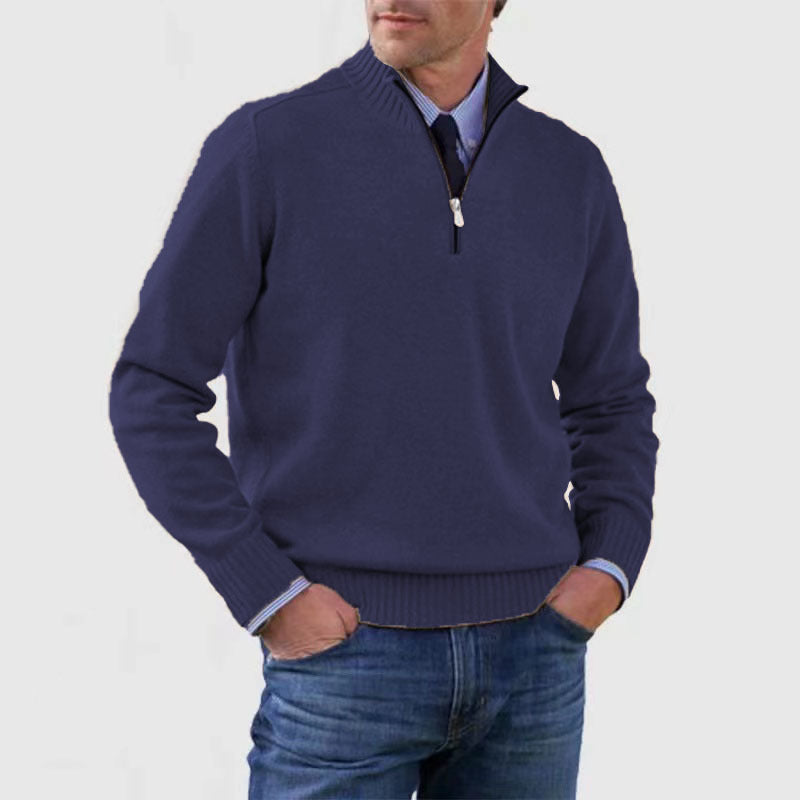 Suéter de cuello alto para hombre Loom & Soul™ – Jersey de punto de invierno ajustado con cremallera en el cuello