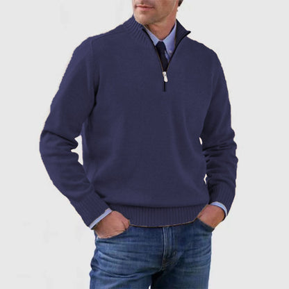 Suéter de cuello alto para hombre Loom & Soul™ – Jersey de punto de invierno ajustado con cremallera en el cuello