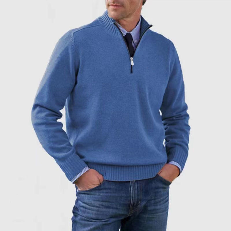 Suéter de cuello alto para hombre Loom & Soul™ – Jersey de punto de invierno ajustado con cremallera en el cuello