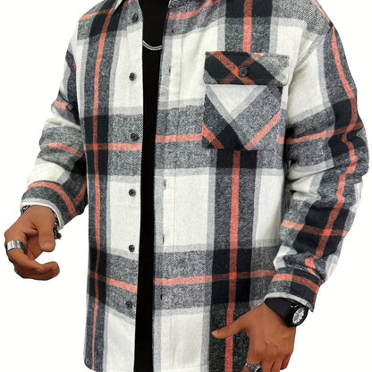 Chaqueta tipo camisa de lana a cuadros para hombre – Sobrecamisa cómoda a cuadros con botones