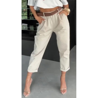 Women’s Slim Straight Pants – High Waist Casual Everyday Fit