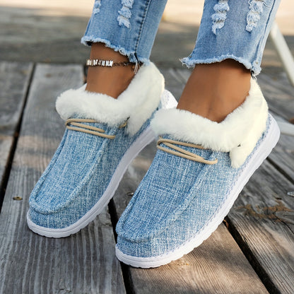 Mocassins à enfiler pour femmes – Chaussures d'hiver décontractées chaudes et antidérapantes avec semelle en EVA
