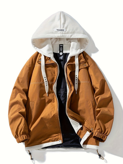 Chaqueta con cremallera y bloques de color para hombre Loom & Soul – Cortavientos ligero con capucha
