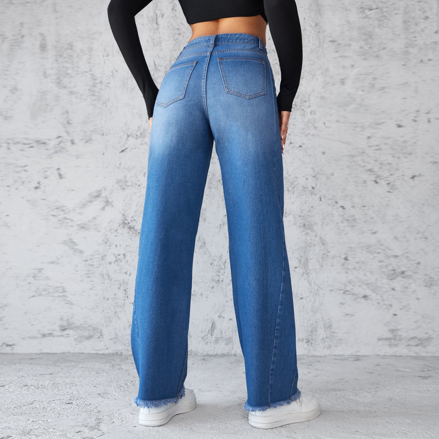 Vaqueros de pernera ancha y talle alto Loom & Soul™ – Pantalones casuales rectos de mezclilla para mujer