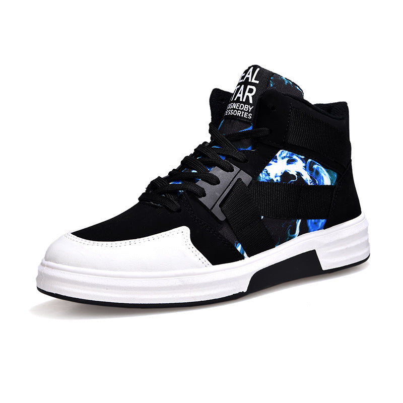Zapatillas de caña alta con cordones y estampado de camuflaje de Loom & Soul™ – Zapatillas de cuero de ante para hombre con suela de goma antideslizante