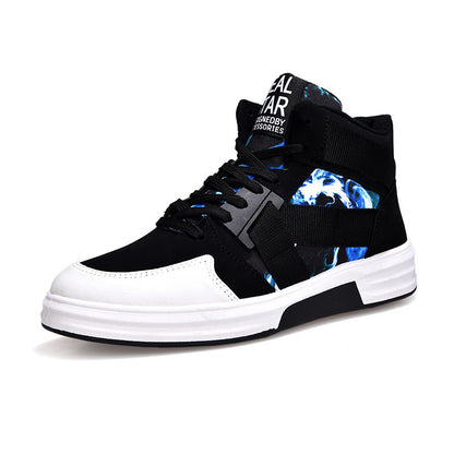 Zapatillas de caña alta con cordones y estampado de camuflaje de Loom & Soul™ – Zapatillas de cuero de ante para hombre con suela de goma antideslizante