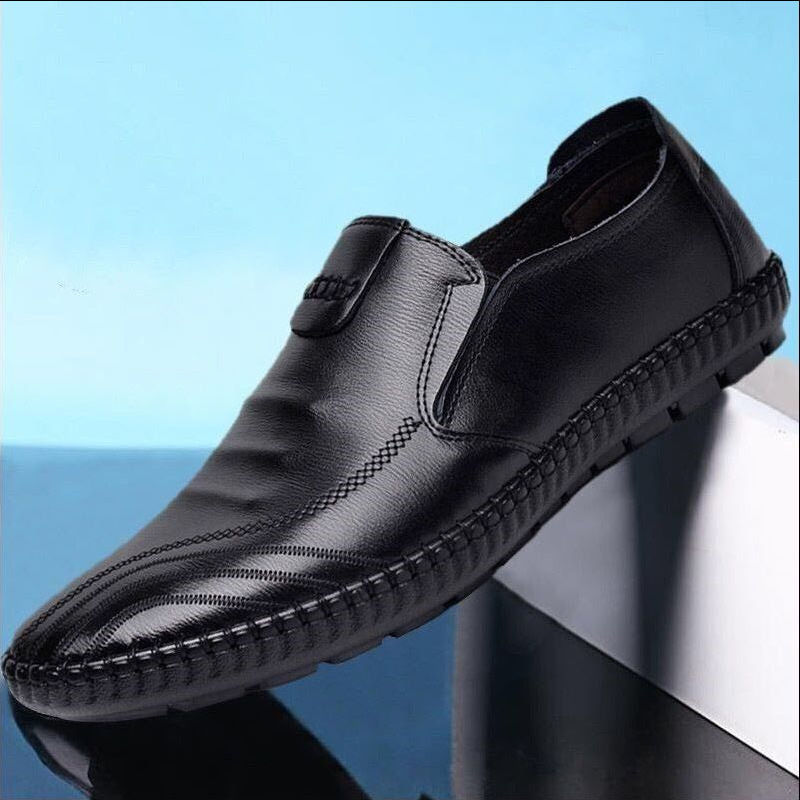 Loom & Soul™ Zapatos de vestir de cuero sintético para hombre – Zapatos planos clásicos para negocios y estilo formal