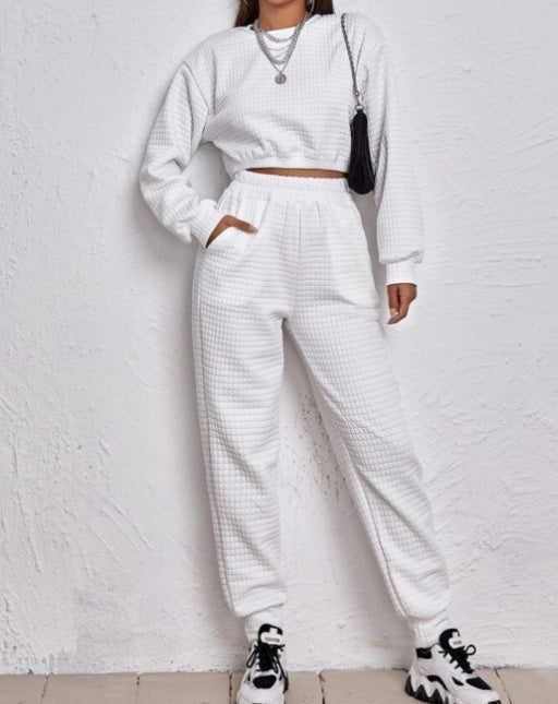 Conjunto elástico de dos piezas para mujer – Top y pantalón de ajuste suave