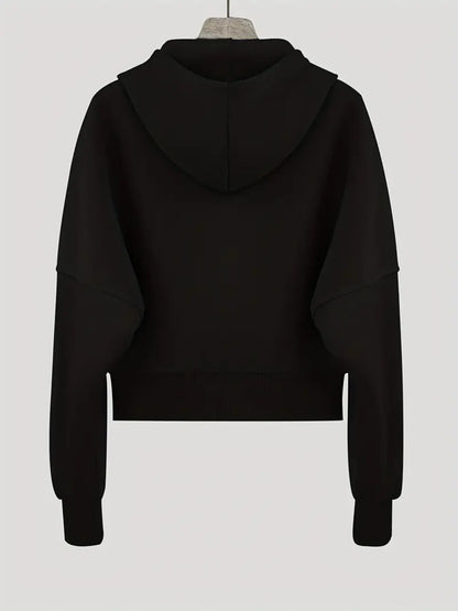 Chaqueta con capucha esencial de Loom & Soul 2025 para mujer – Abrigo informal con cremallera para otoño e invierno | Prenda de abrigo cálida para uso diario