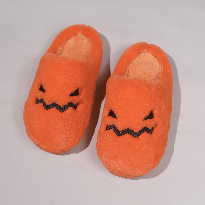 Chaussons Citrouille d'Halloween Loom & Soul – Chaussons d'intérieur chauds et douillets en peluche pour femme, pantoufles confortables antidérapantes (