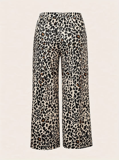 Pantalones Anchos con Estampado de Leopardo para Mujer – Pantalones de Verano Casuales con Cordón