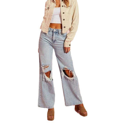 Loom & Soul™ Jeans ajustados rasgados – Pantalones de mezclilla elásticos de talle alto para mujer