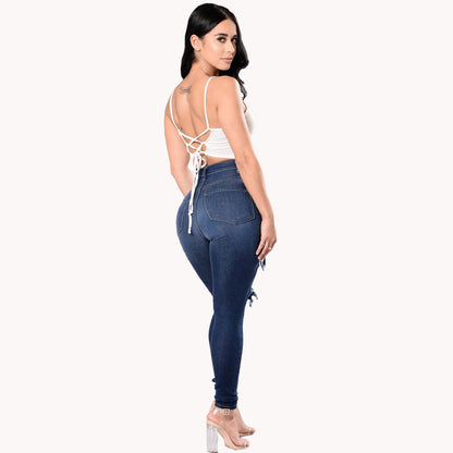 Loom & Soul™ Jean déchiré pour femme – Jean délavé taille haute pour un style urbain sans effort