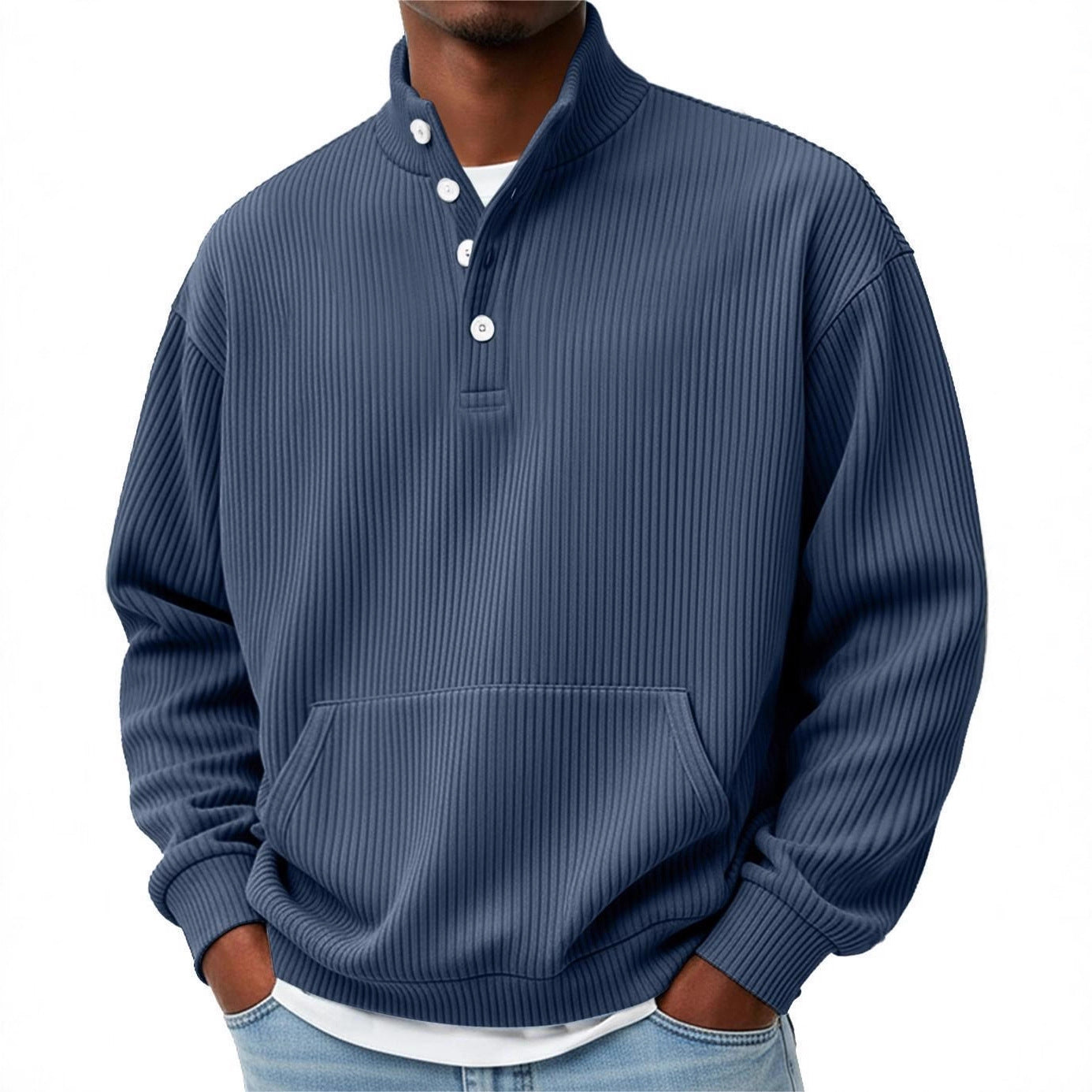Sudadera de Cuello Alto Lisa para Hombre – Polo Casual de Manga Larga