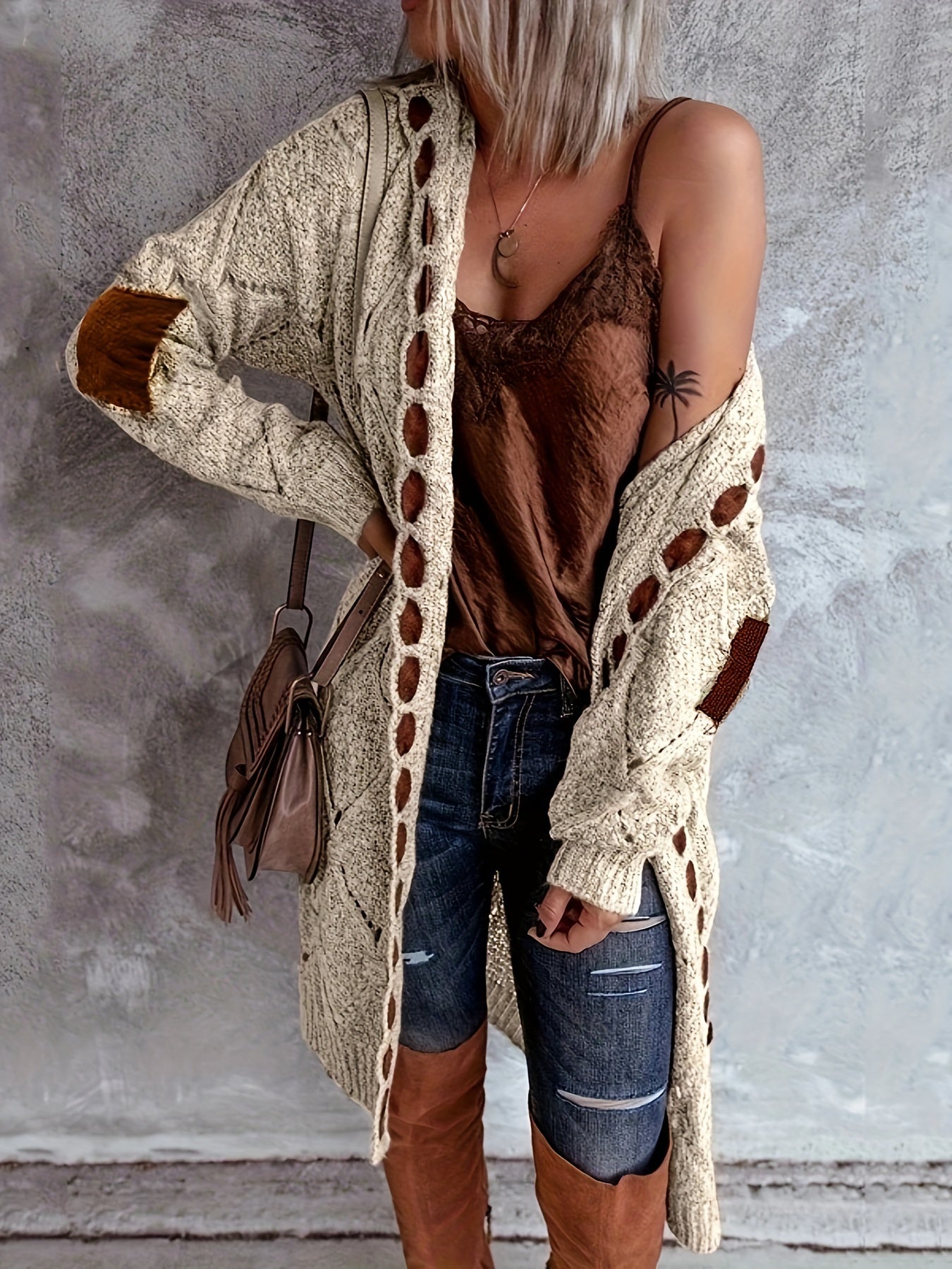 Cardigan ouvert vintage – Pull boutonné en maille douce pour l'automne/hiver