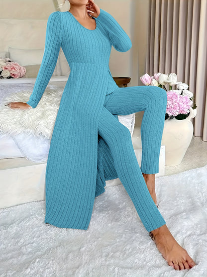 Ensemble deux pièces à carreaux – Haut à manches longues et pantalon assorti pour toutes les saisons