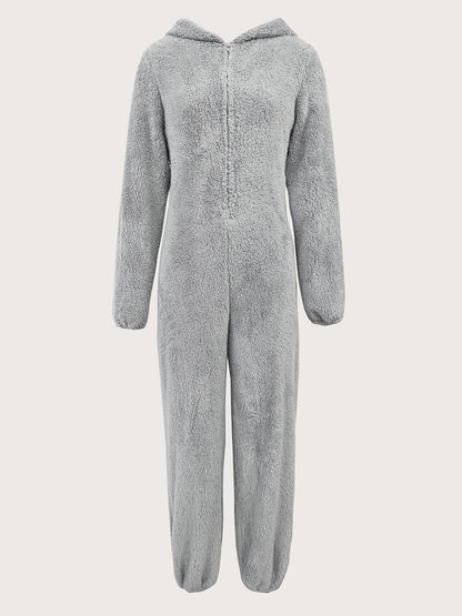 Mono con capucha y cremallera de peluche – Para mujer, cálido y cómodo para otoño/invierno
