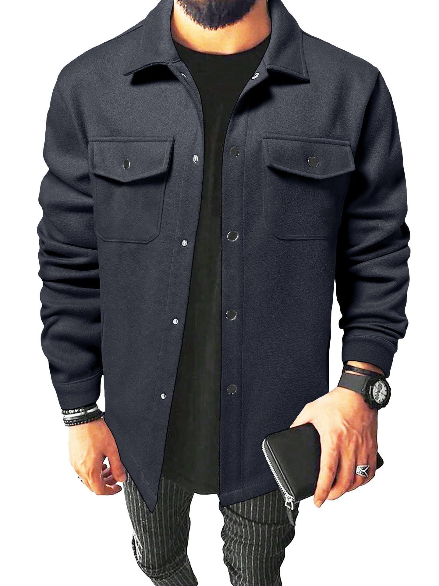 Cárdigan informal grueso para hombre Loom & Soul – Camisa de manga larga estilo británico
