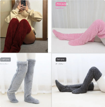 Calcetines largos peludos por encima de la rodilla Loom & Soul™ – Medias unisex cálidas para invierno y para casa