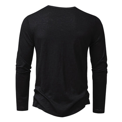 Pulóver de manga larga con botones Loom & Soul™ para hombre – Camiseta informal de color sólido para primavera y otoño