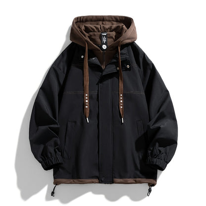 Chaqueta con cremallera y bloques de color para hombre Loom & Soul – Cortavientos ligero con capucha