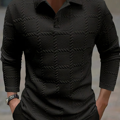 Polo de punto para hombre – Top de manga corta con jacquard geométrico