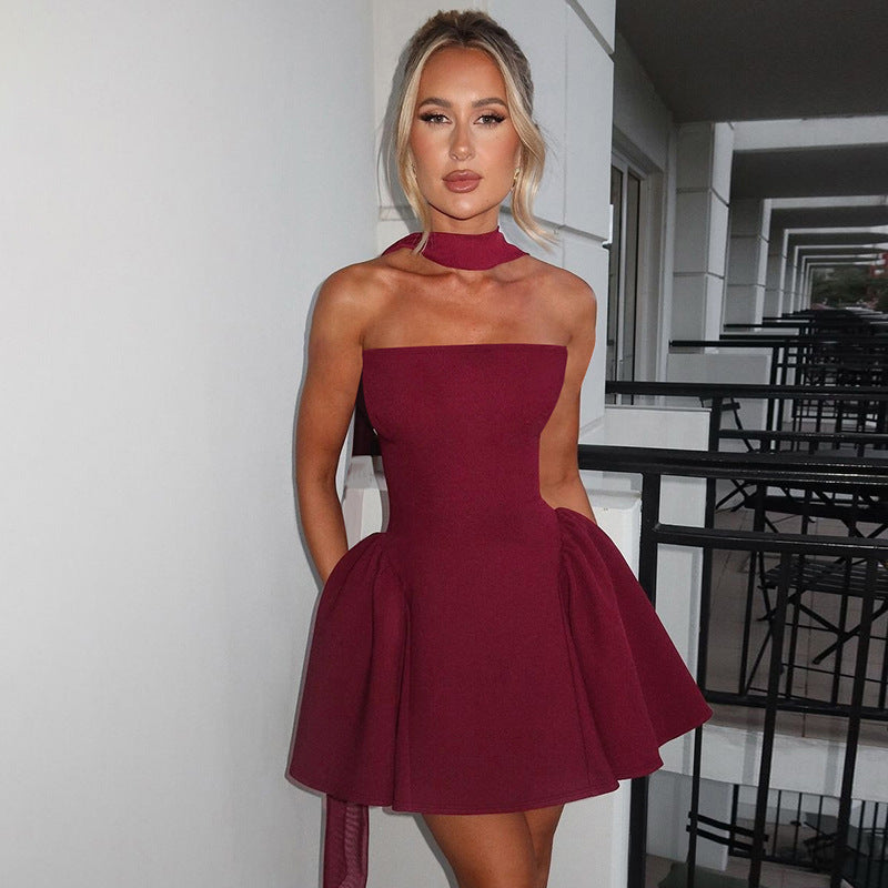 Robe Tubulaire Courte Loom & Soul™ à Glissière au Dos – Robe de Soirée Courte et Sexy Sans Manches pour Femme