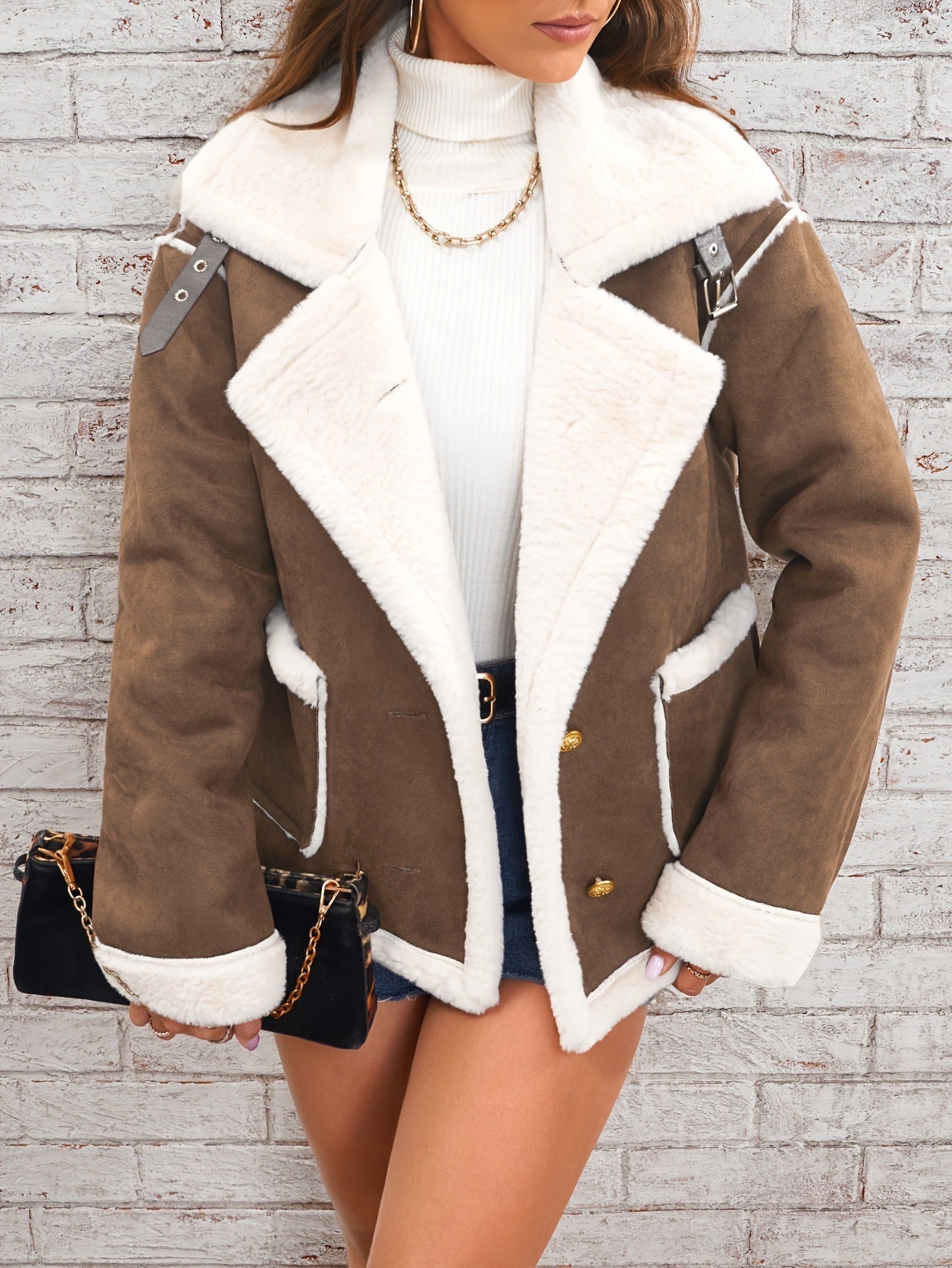 Chaqueta polar de cuello polo para mujer Loom & Soul™ – Abrigo grueso de forro polar de invierno para un acogedor estilo urbano coreano