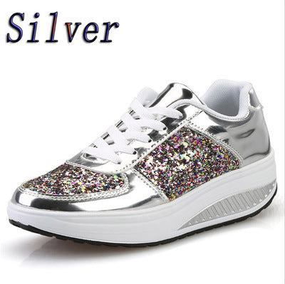 Zapatillas Altas con Lentejuelas Loom & Soul™ para Mujer – Zapatos Vulcanizados de Lona y Cuero con Tira Trasera