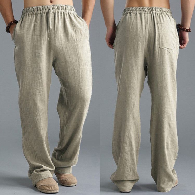 Pantalones de Lino Transpirables para Hombre – Pantalones Deportivos Casuales de Corte Holgado