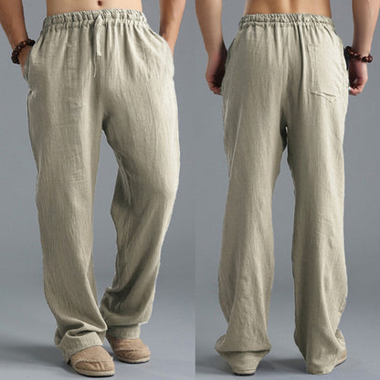 Pantalones de Lino Transpirables para Hombre – Pantalones Deportivos Casuales de Corte Holgado