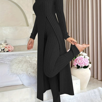 Ensemble deux pièces à carreaux – Haut à manches longues et pantalon assorti pour toutes les saisons