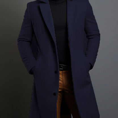 Abrigo clásico de solapa para hombre – Chaqueta de invierno de una sola botonadura