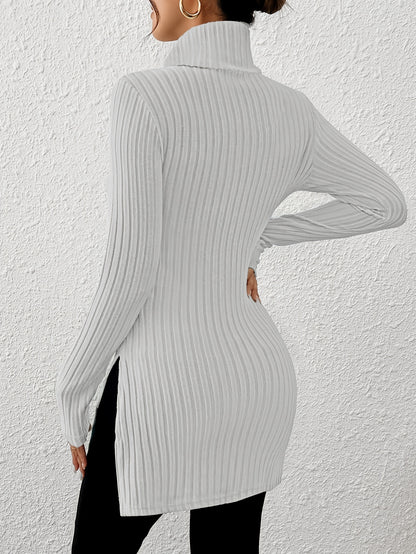 Top de cuello alto elegante para mujer – Tejido suave de manga larga y cuello alto