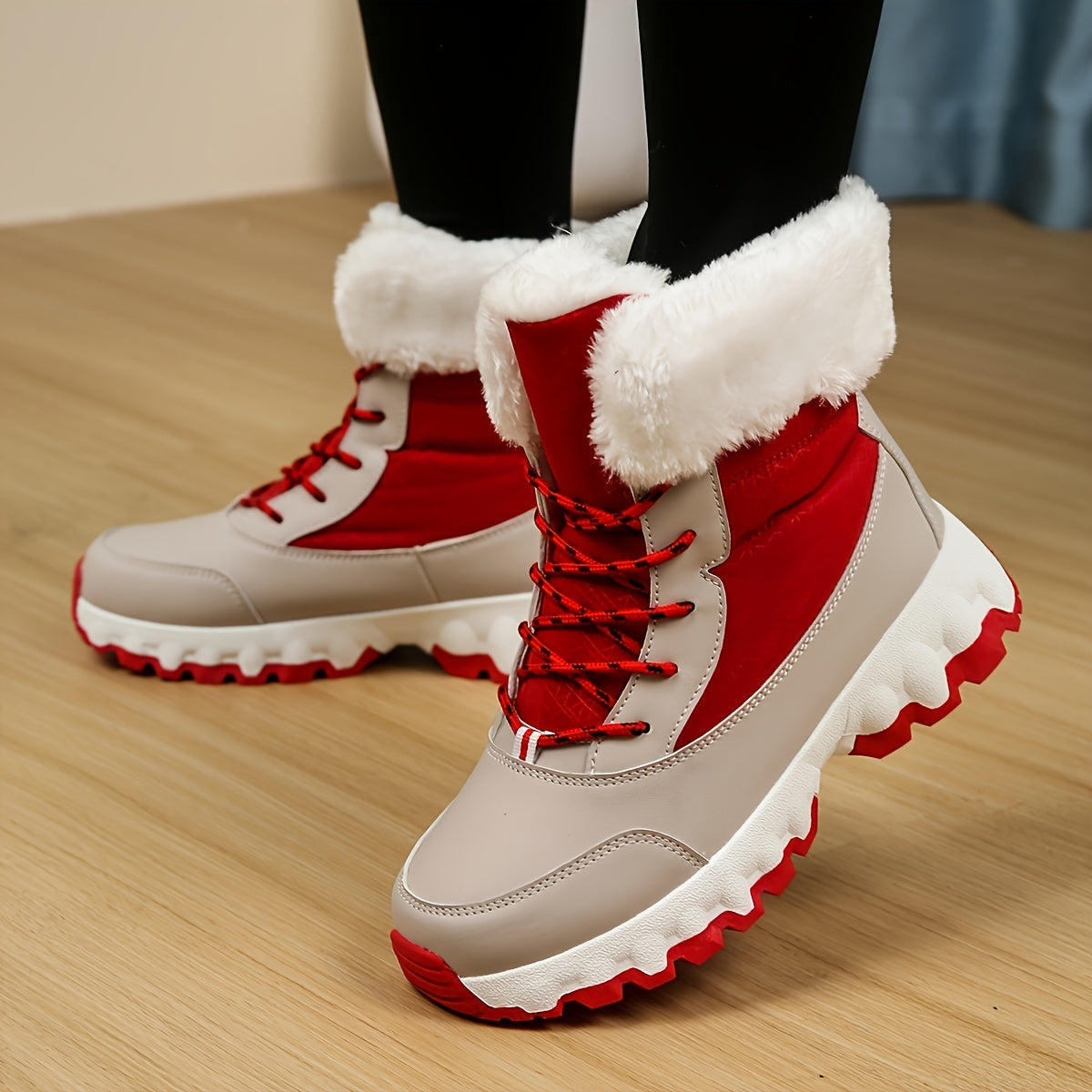 Botas de nieve cálidas antideslizantes para mujer – Zapatillas deportivas informales forradas de felpa para invierno