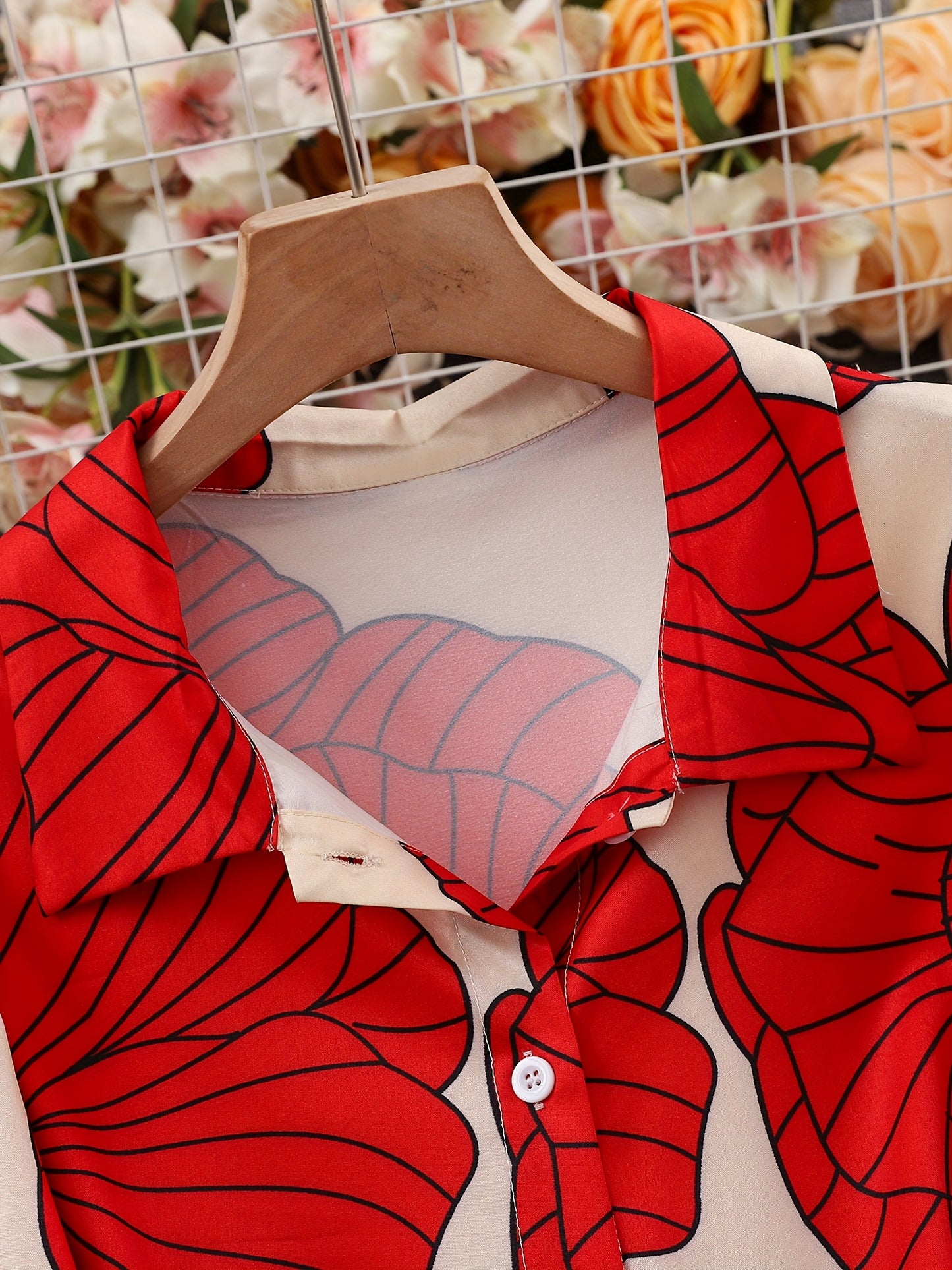 Floral Tie-Waist Maxi Shirt Dress – Elegant Long Sleeve A-Line Dress